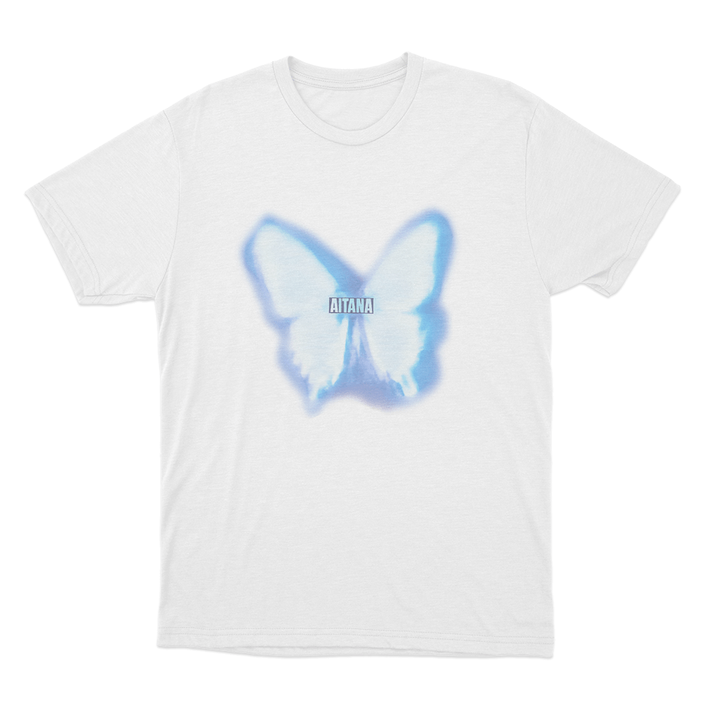 Blue Butterfly Aitana Unisex T Shirt White Blue Butterfly Aitana Unisex T Shirt White